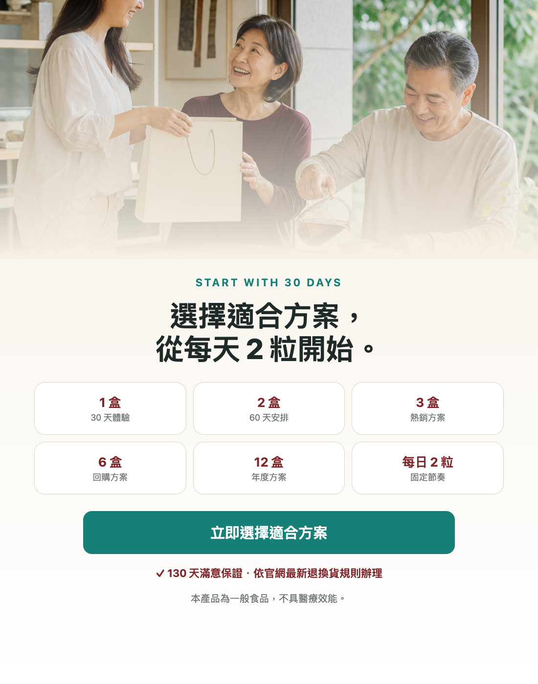 選擇適合方案，從每天 2 粒開始