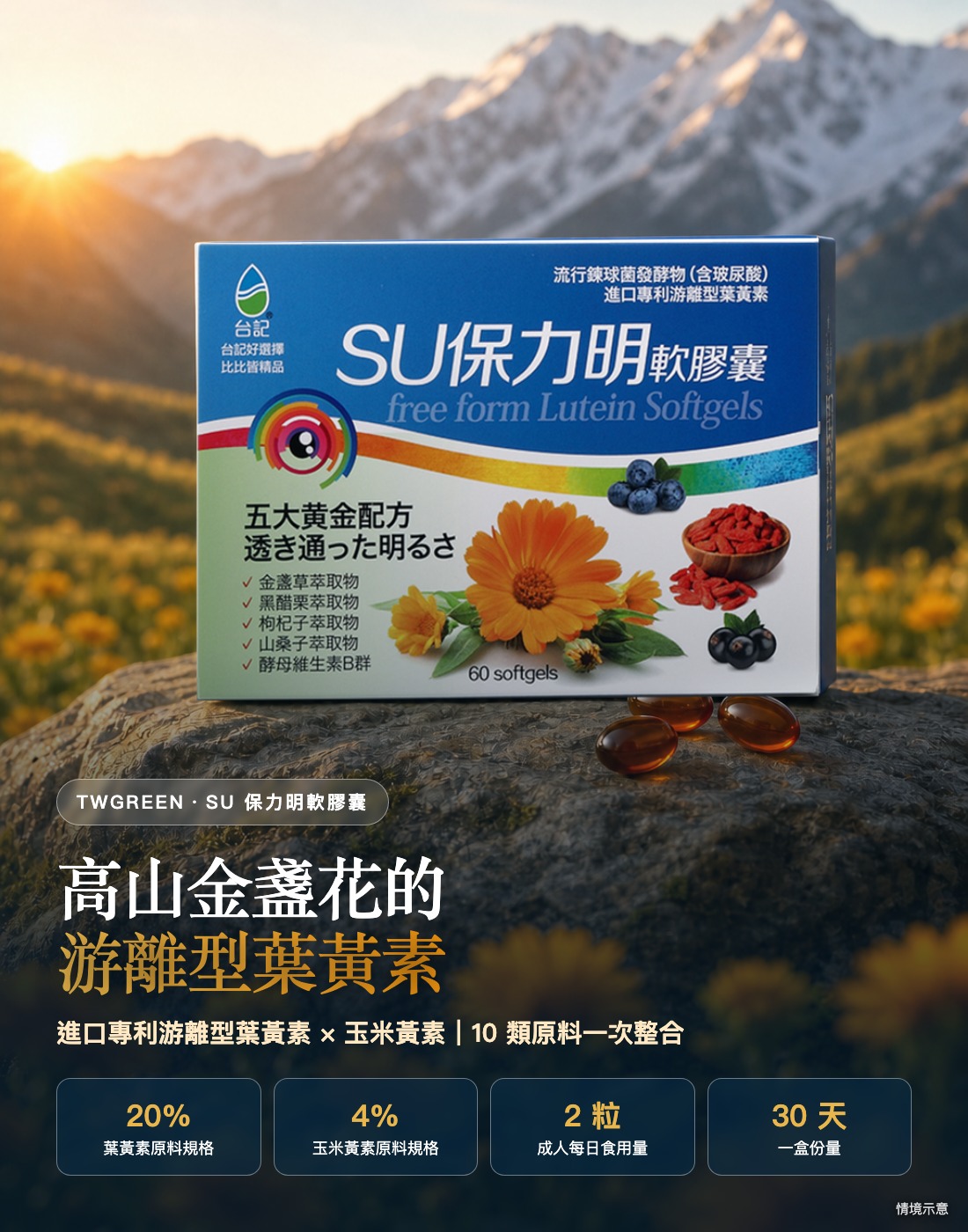 台記 3C 葉黃素：高山金盞花的游離型葉黃素